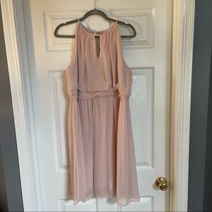 Adrianna Papell knee length halter neck pink  flowy dress